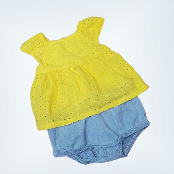 Carter’s lemon eyelet romper - Picture 2 of 7